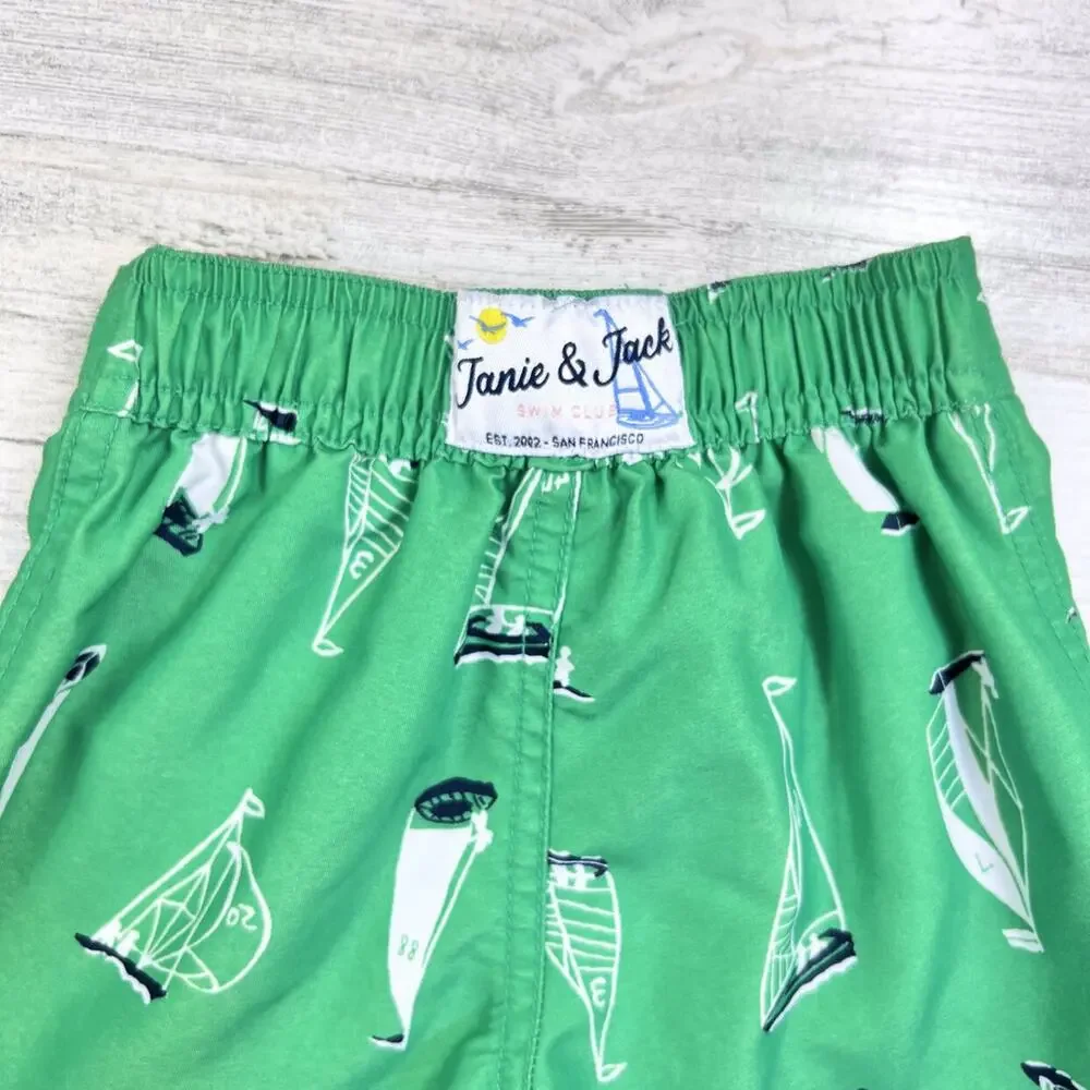 🦋3/$30 Janie and Jack Shorts Bundle Boys 6-12M Swim Trunks Plaid Patchwork Beach